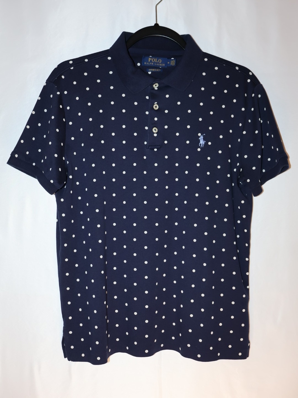 Polo by Ralph Lauren Navy Polo Shirt with White Polka Dots